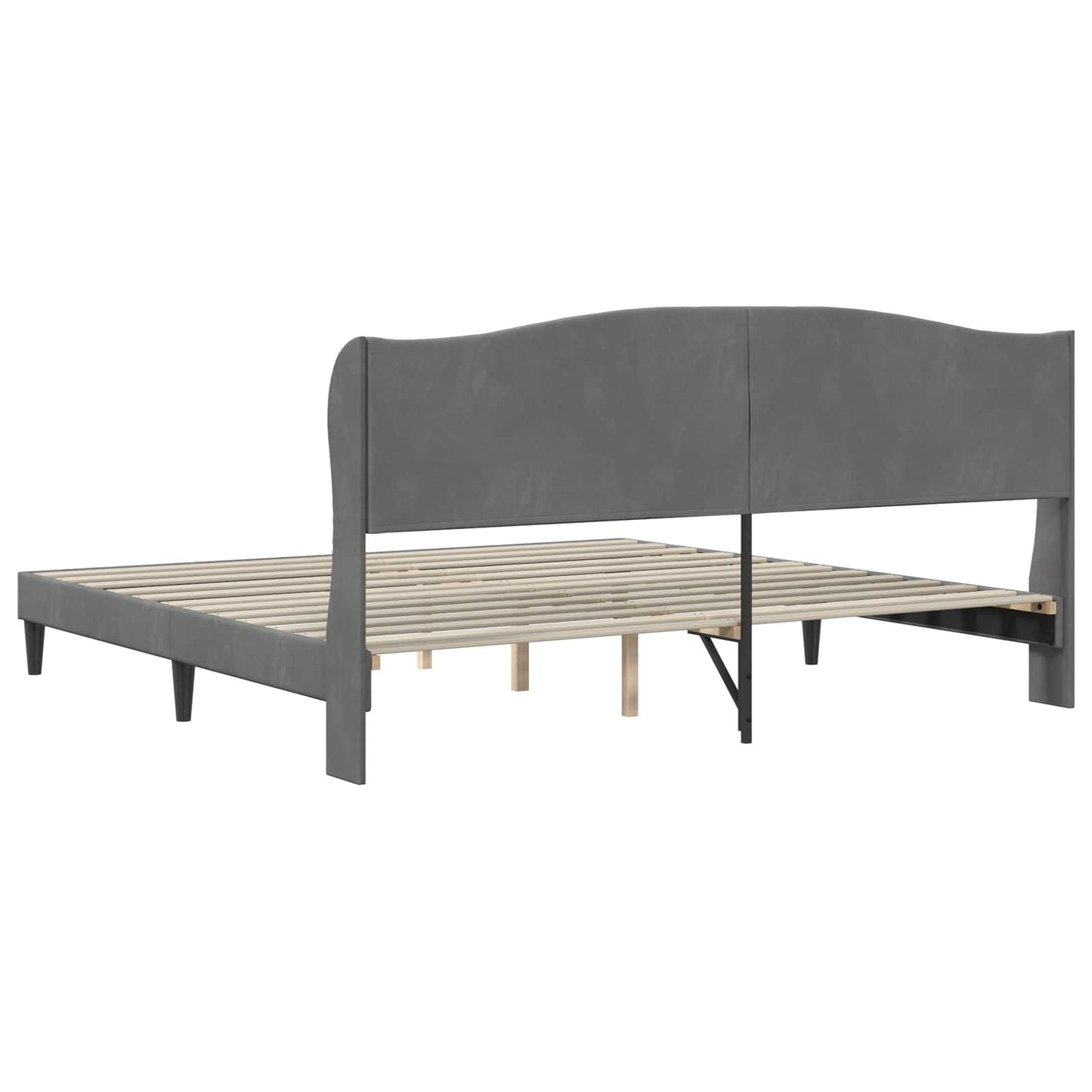 Bedframe met hoofdeinde Donkergrijs 200 x 200 cm Fluweel