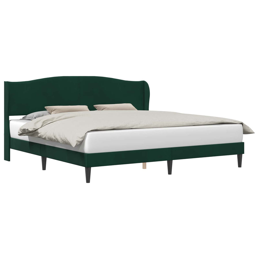 Bedframe met hoofdeinde Donkergroen 200 x 200 cm Fluweel