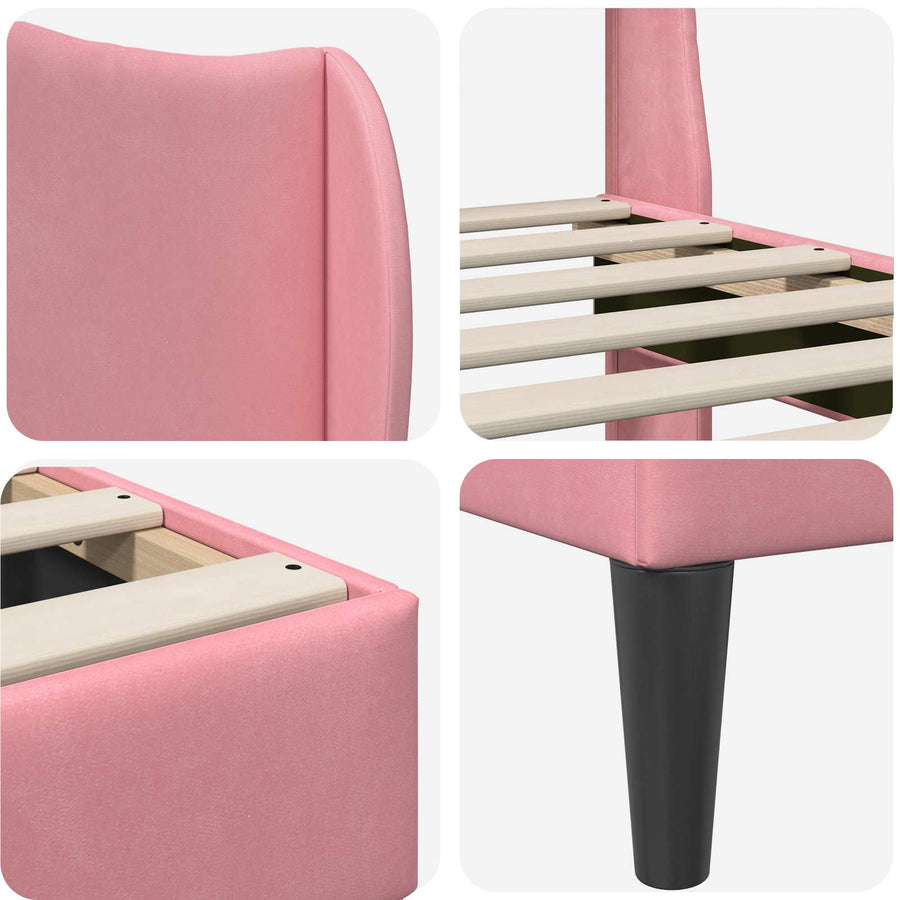 Bedframe met hoofdeinde Roze 200 x 200 cm Fluweel
