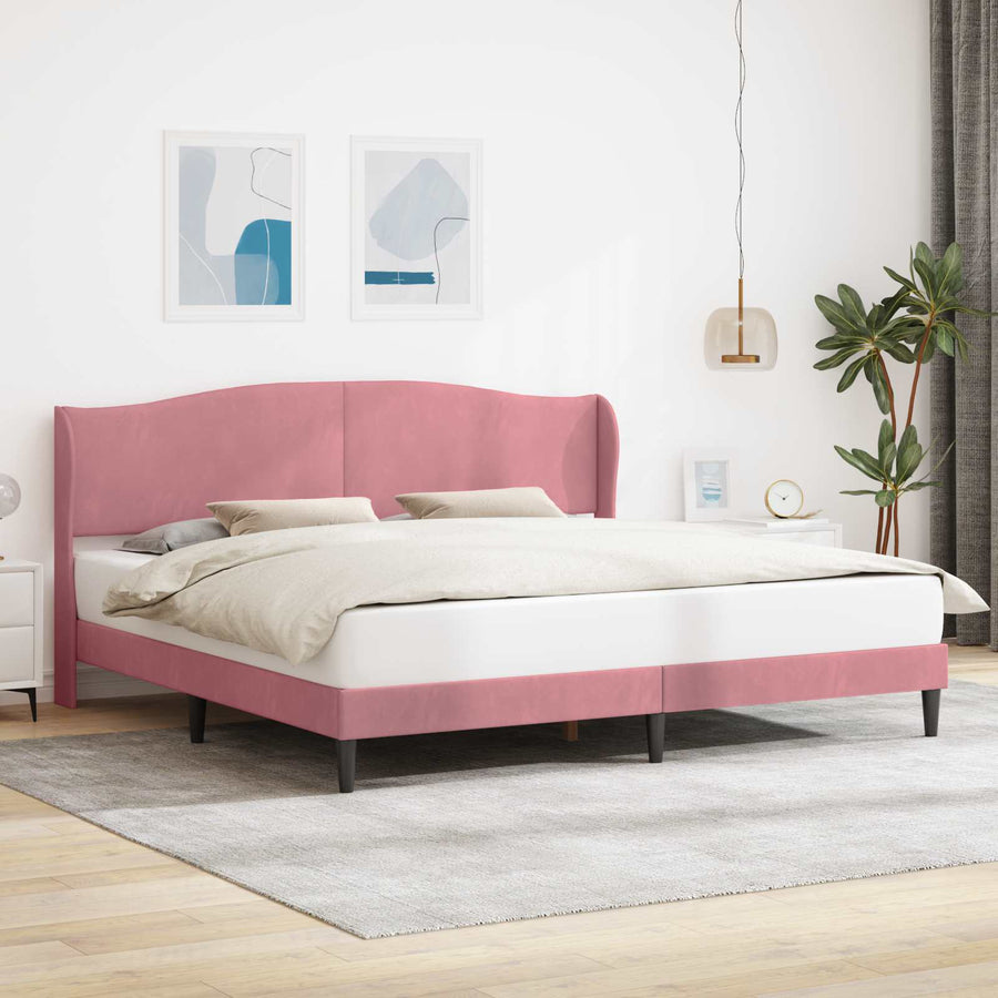 Bedframe met hoofdeinde Roze 200 x 200 cm Fluweel