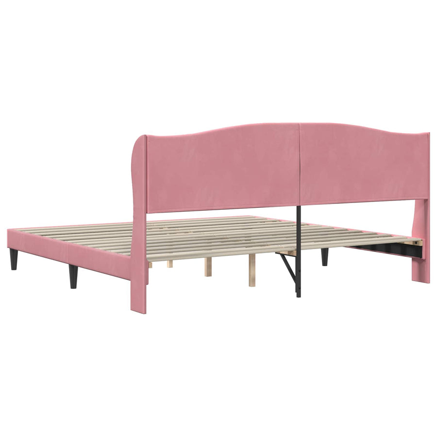 Bedframe met hoofdeinde Roze 200 x 200 cm Fluweel