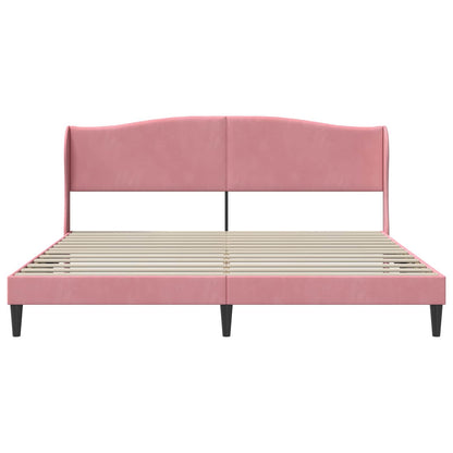 Bedframe met hoofdeinde Roze 200 x 200 cm Fluweel