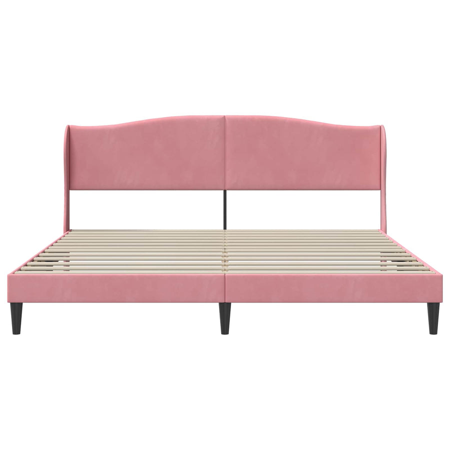 Bedframe met hoofdeinde Roze 200 x 200 cm Fluweel