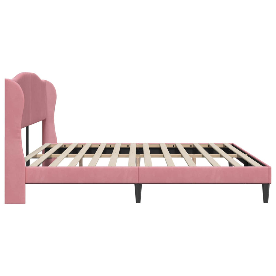 Bedframe met hoofdeinde Roze 200 x 200 cm Fluweel