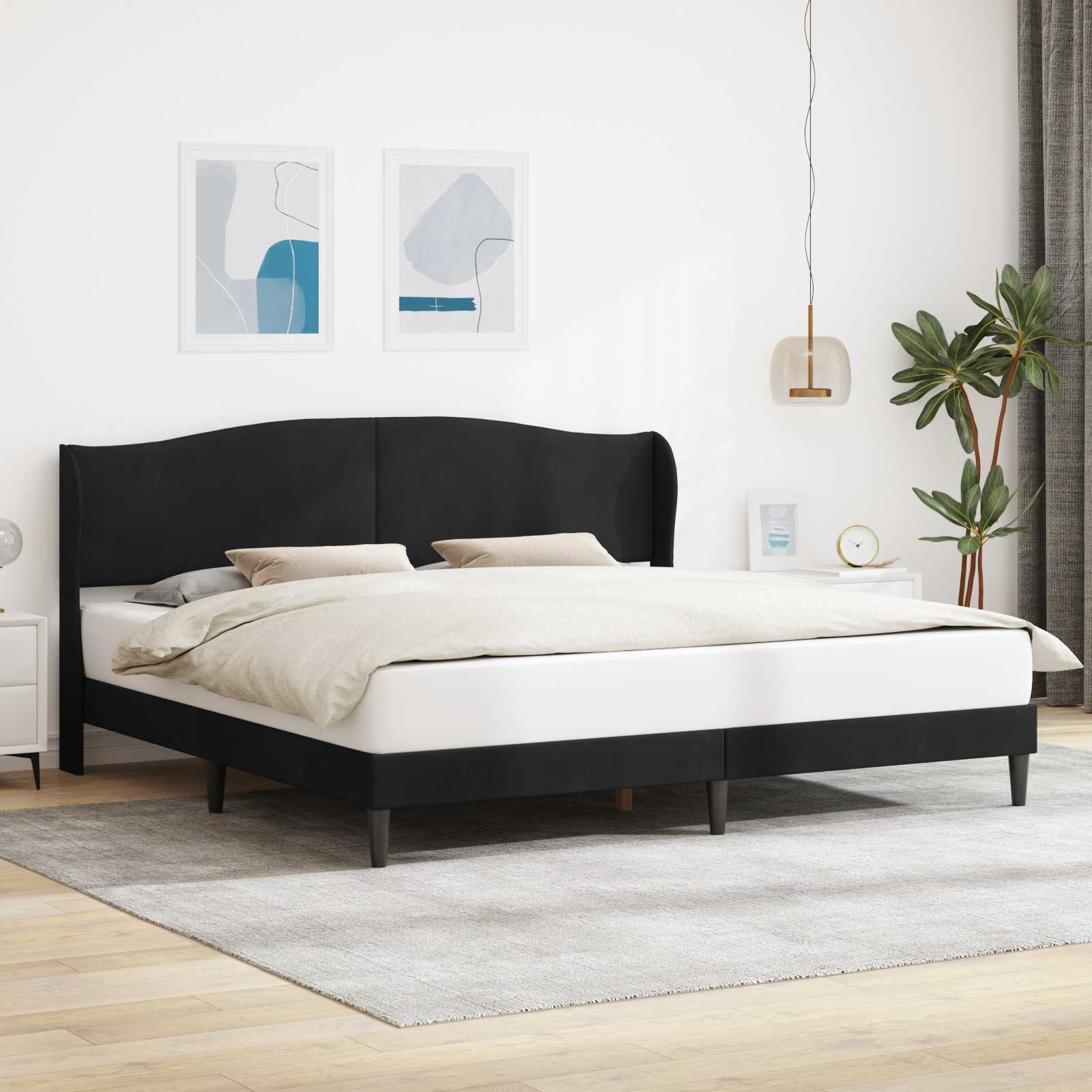 Bedframe met hoofdeinde Zwart 200 x 200 cm Fluweel