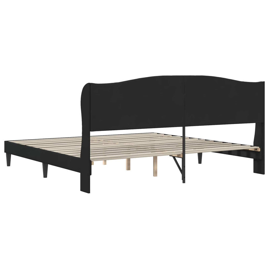 Bedframe met hoofdeinde Zwart 200 x 200 cm Fluweel