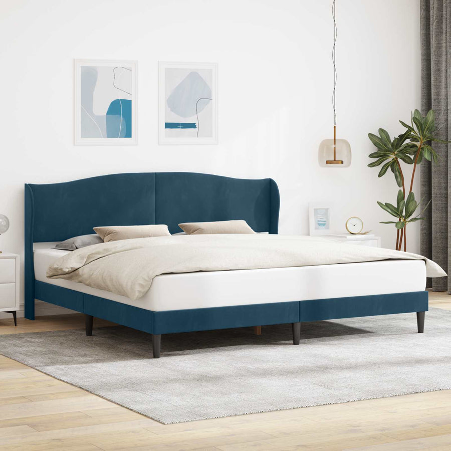 Bedframe met hoofdeinde Blauw 200 x 200 cm Fluweel