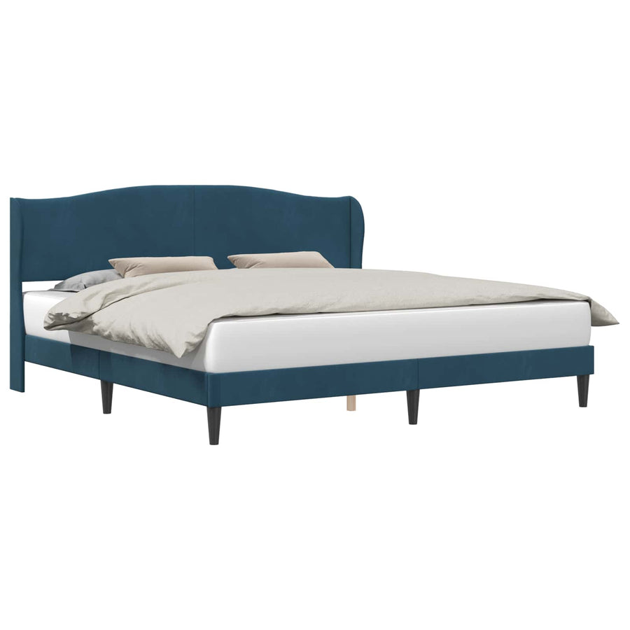 Bedframe met hoofdeinde Blauw 200 x 200 cm Fluweel