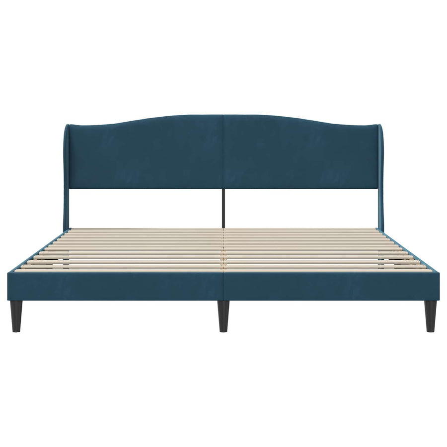 Bedframe met hoofdeinde Blauw 200 x 200 cm Fluweel
