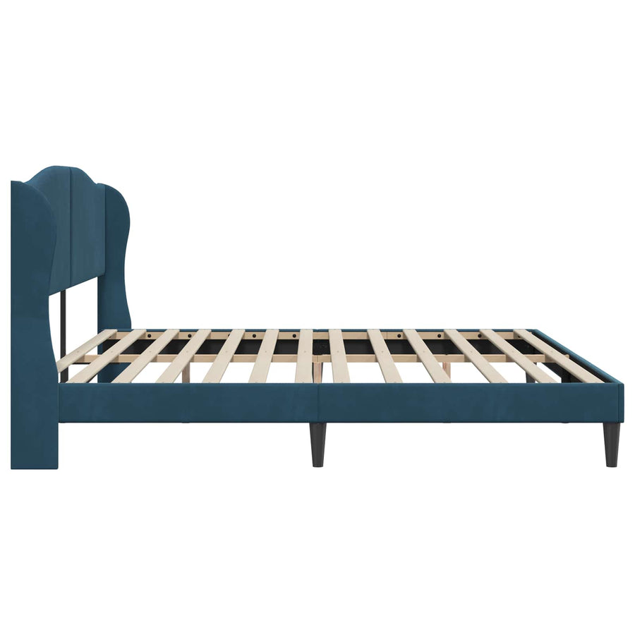 Bedframe met hoofdeinde Blauw 200 x 200 cm Fluweel