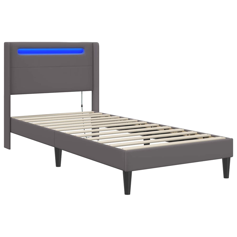 Bedframe met LED-stripverlichting Grijs 80 x 200 cm Kunstleer