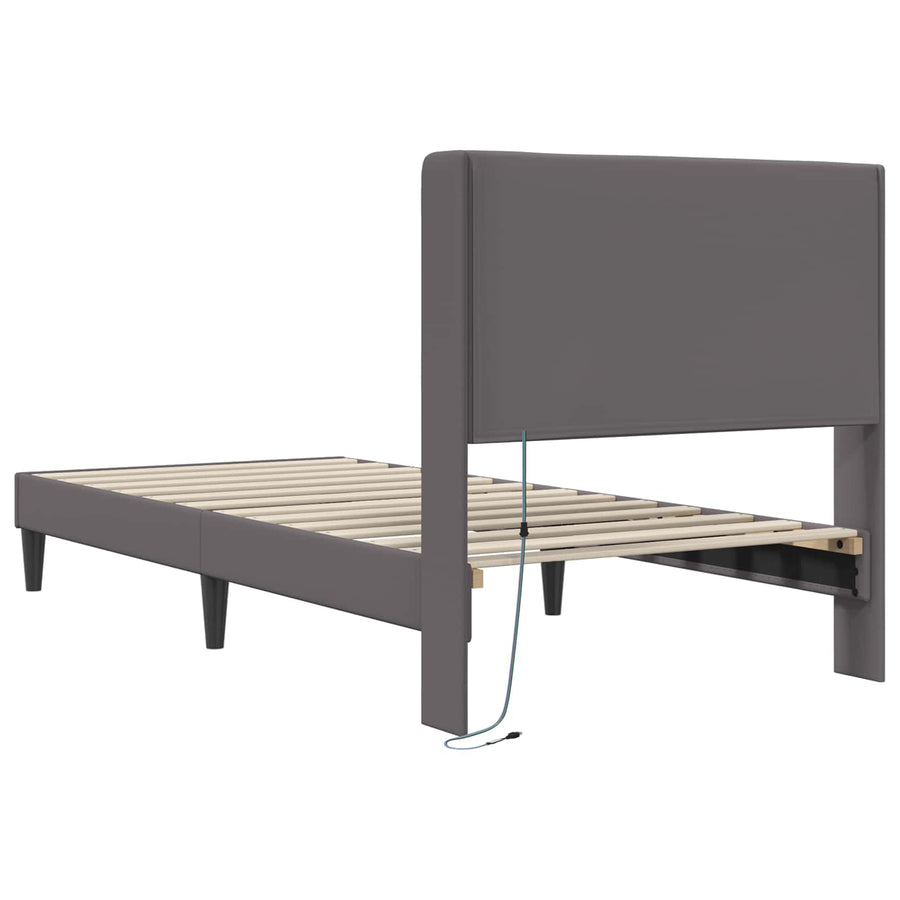 Bedframe met LED-stripverlichting Grijs 80 x 200 cm Kunstleer
