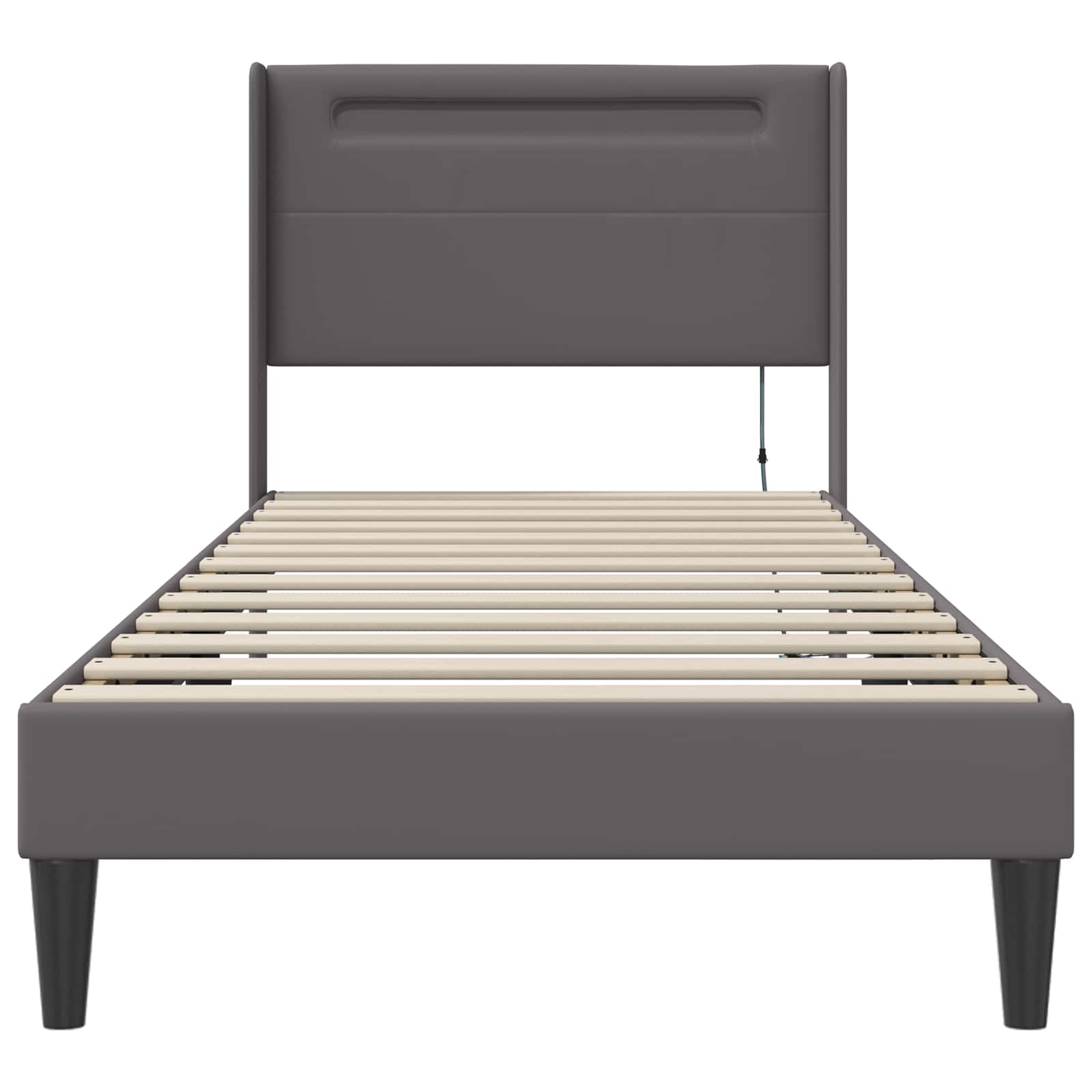 Bedframe met LED-stripverlichting Grijs 80 x 200 cm Kunstleer