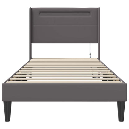 Bedframe met LED-stripverlichting Grijs 80 x 200 cm Kunstleer