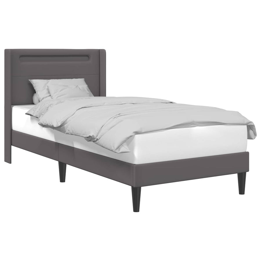 Bedframe met LED-stripverlichting Grijs 80 x 200 cm Kunstleer