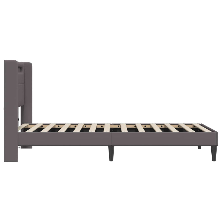 Bedframe met LED-stripverlichting Grijs 80 x 200 cm Kunstleer