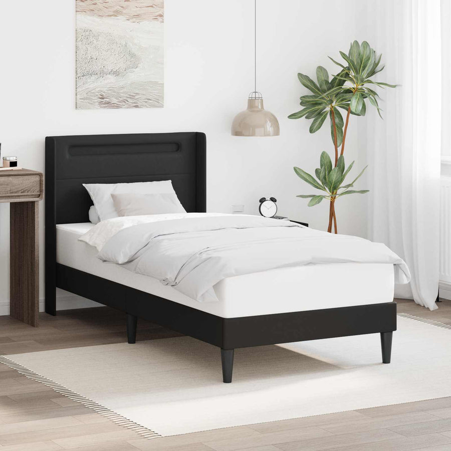 Bedframe met LED-stripverlichting Zwart 80 x 200 cm Kunstleer
