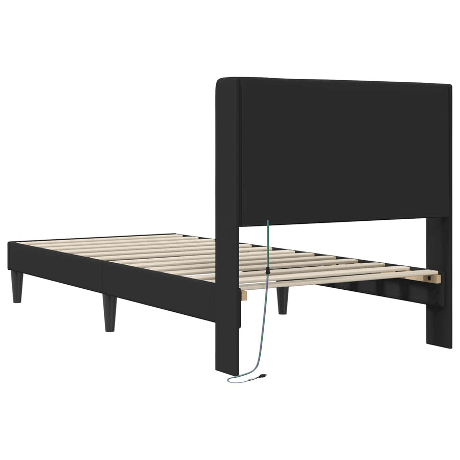 Bedframe met LED-stripverlichting Zwart 80 x 200 cm Kunstleer