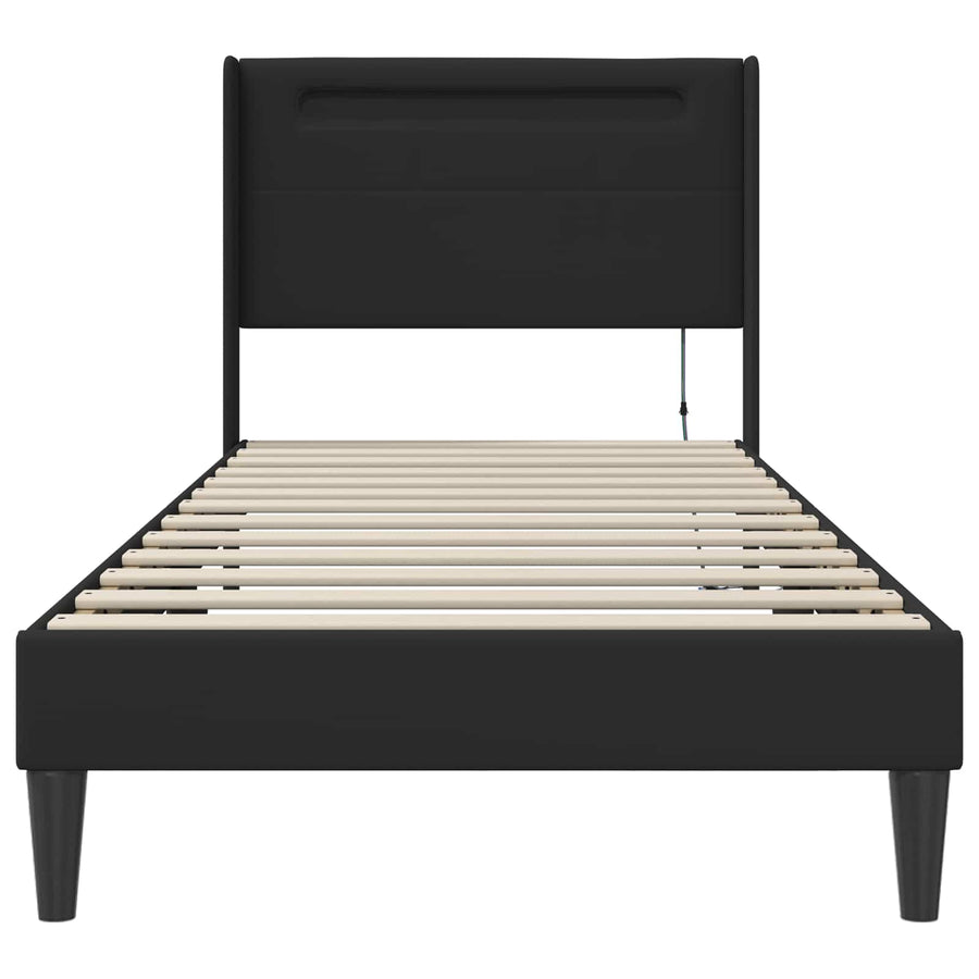 Bedframe met LED-stripverlichting Zwart 80 x 200 cm Kunstleer