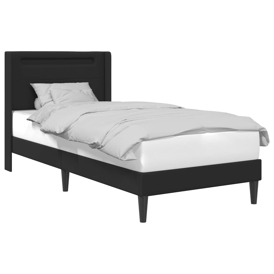 Bedframe met LED-stripverlichting Zwart 80 x 200 cm Kunstleer