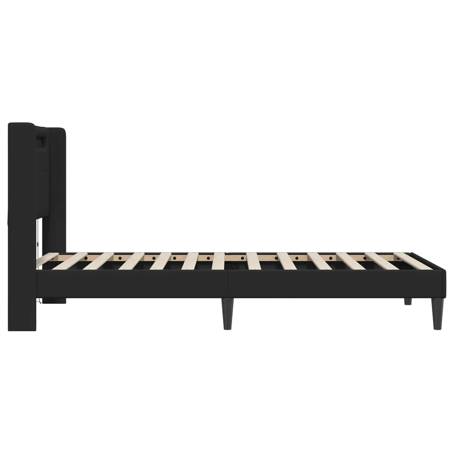 Bedframe met LED-stripverlichting Zwart 80 x 200 cm Kunstleer