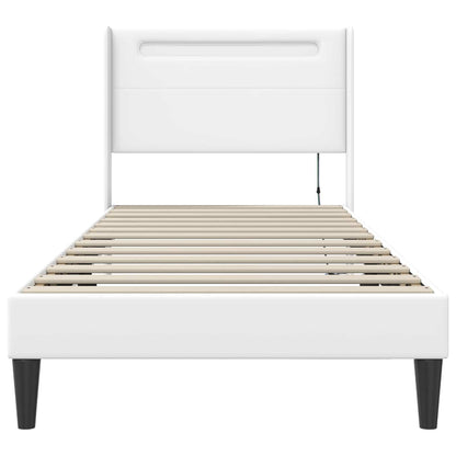 Bedframe met LED-stripverlichting Wit 80 x 200 cm Kunstleer