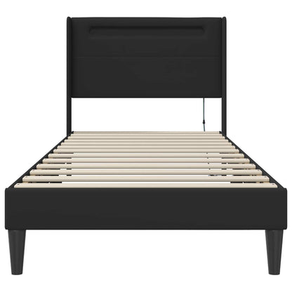 Bedframe met LED-stripverlichting Zwart 90 x 190 cm Kunstleer