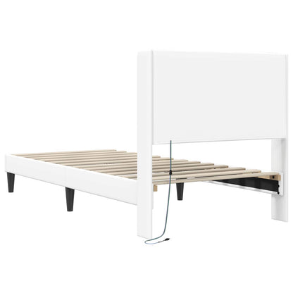 Bedframe met LED-stripverlichting Wit 90 x 190 cm Kunstleer