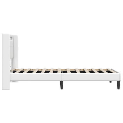 Bedframe met LED-stripverlichting Wit 90 x 190 cm Kunstleer