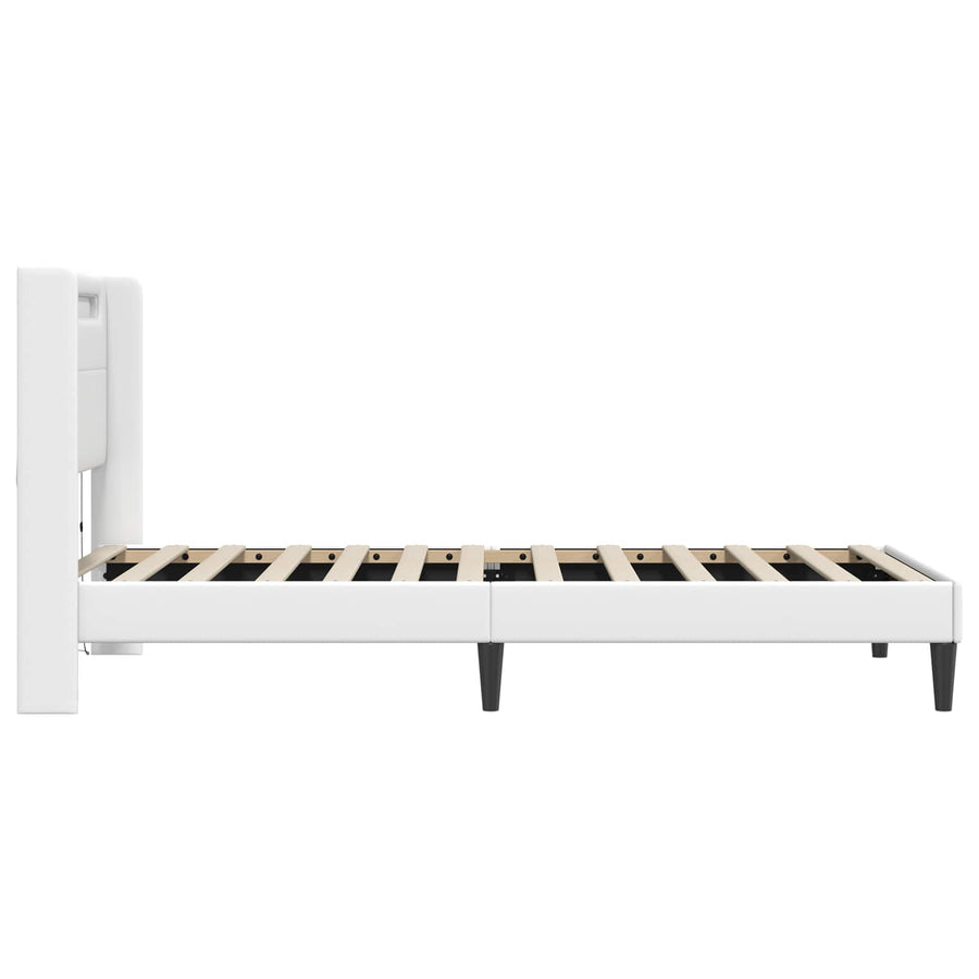 Bedframe met LED-stripverlichting Wit 90 x 190 cm Kunstleer