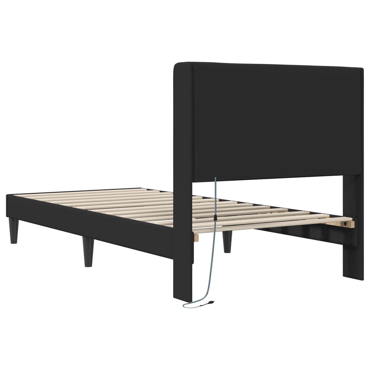 Bedframe met LED-stripverlichting Zwart 90 x 200 cm Kunstleer