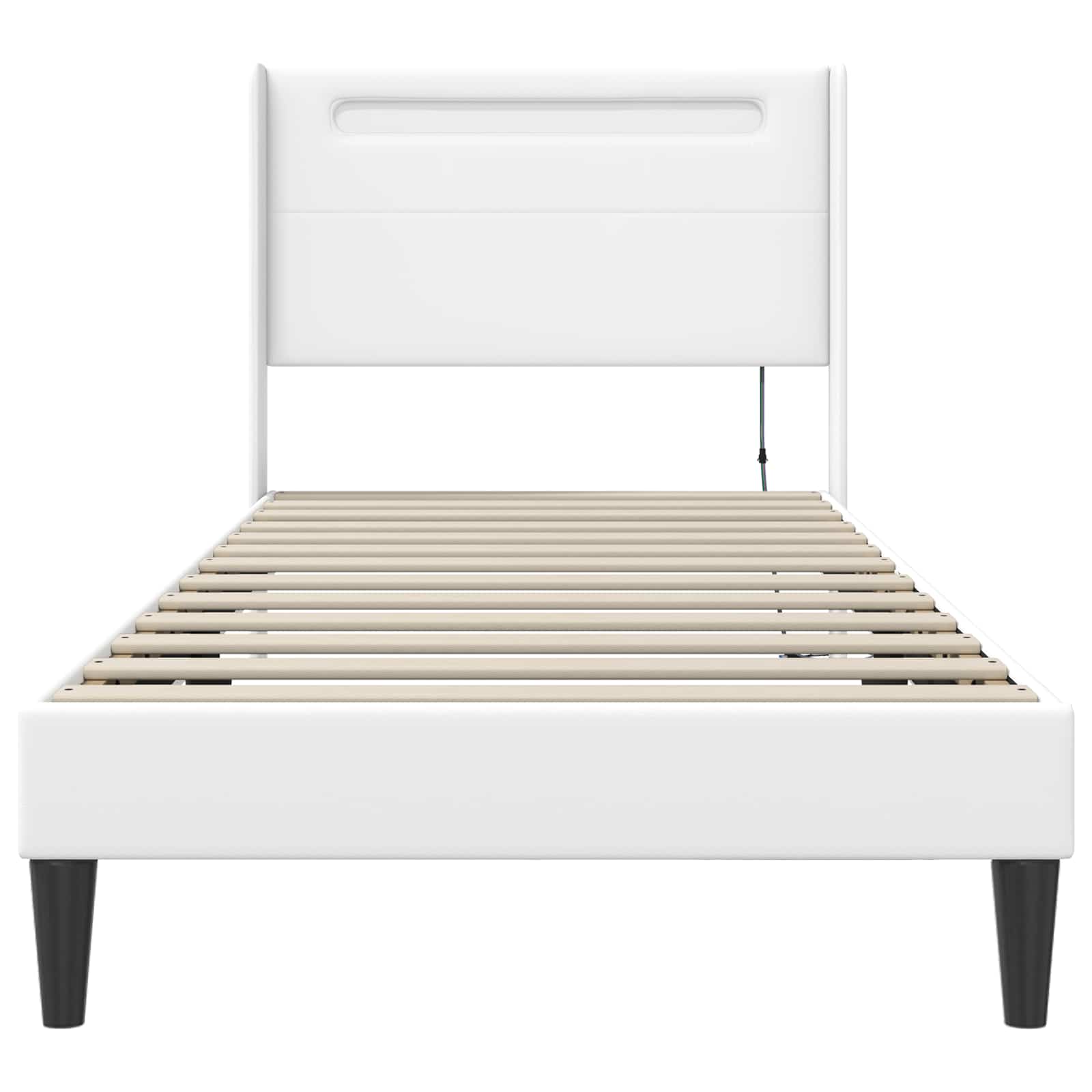 Bedframe met LED-stripverlichting Wit 90 x 200 cm Kunstleer