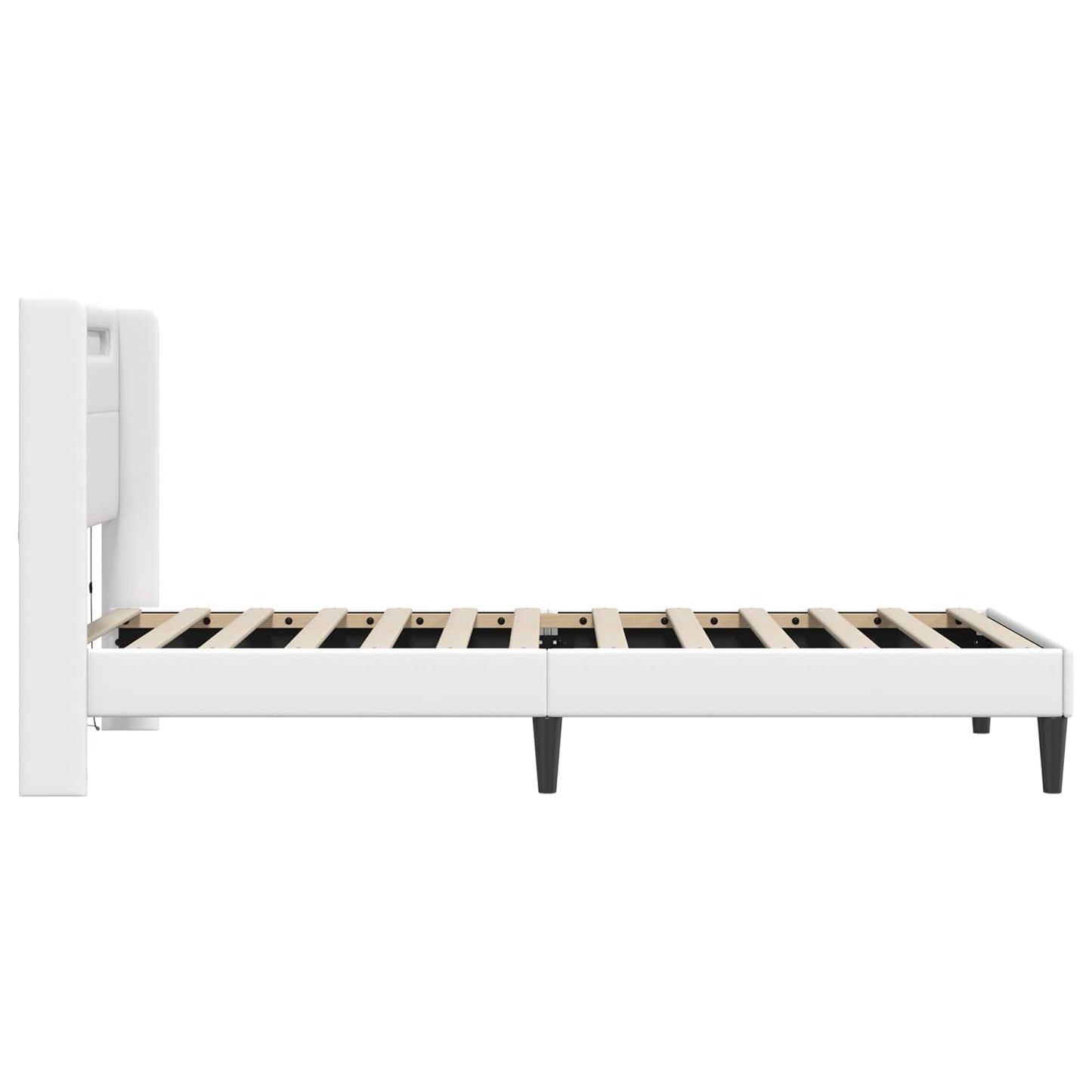 Bedframe met LED-stripverlichting Wit 90 x 200 cm Kunstleer