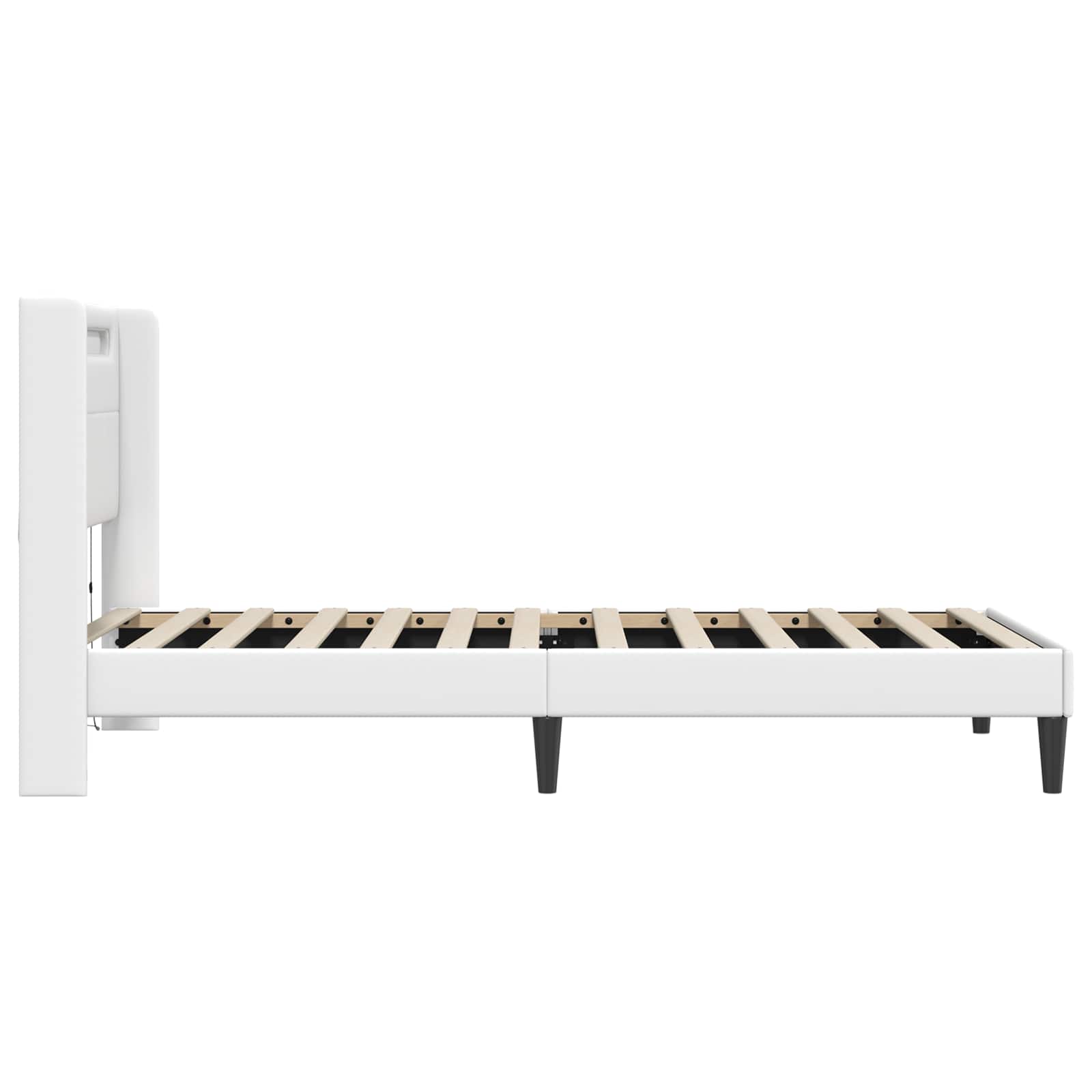 Bedframe met LED-stripverlichting Wit 90 x 200 cm Kunstleer