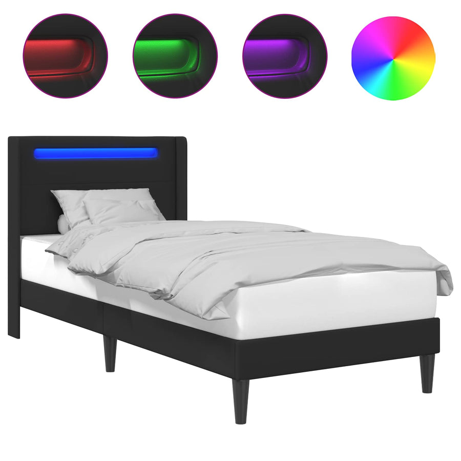 Bedframe met LED-stripverlichting Zwart 100 x 200 cm Kunstleer