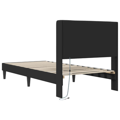 Bedframe met LED-stripverlichting Zwart 100 x 200 cm Kunstleer