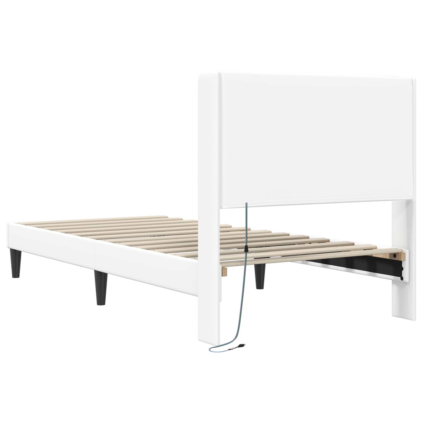 Bedframe met LED-stripverlichting Wit 100 x 200 cm Kunstleer