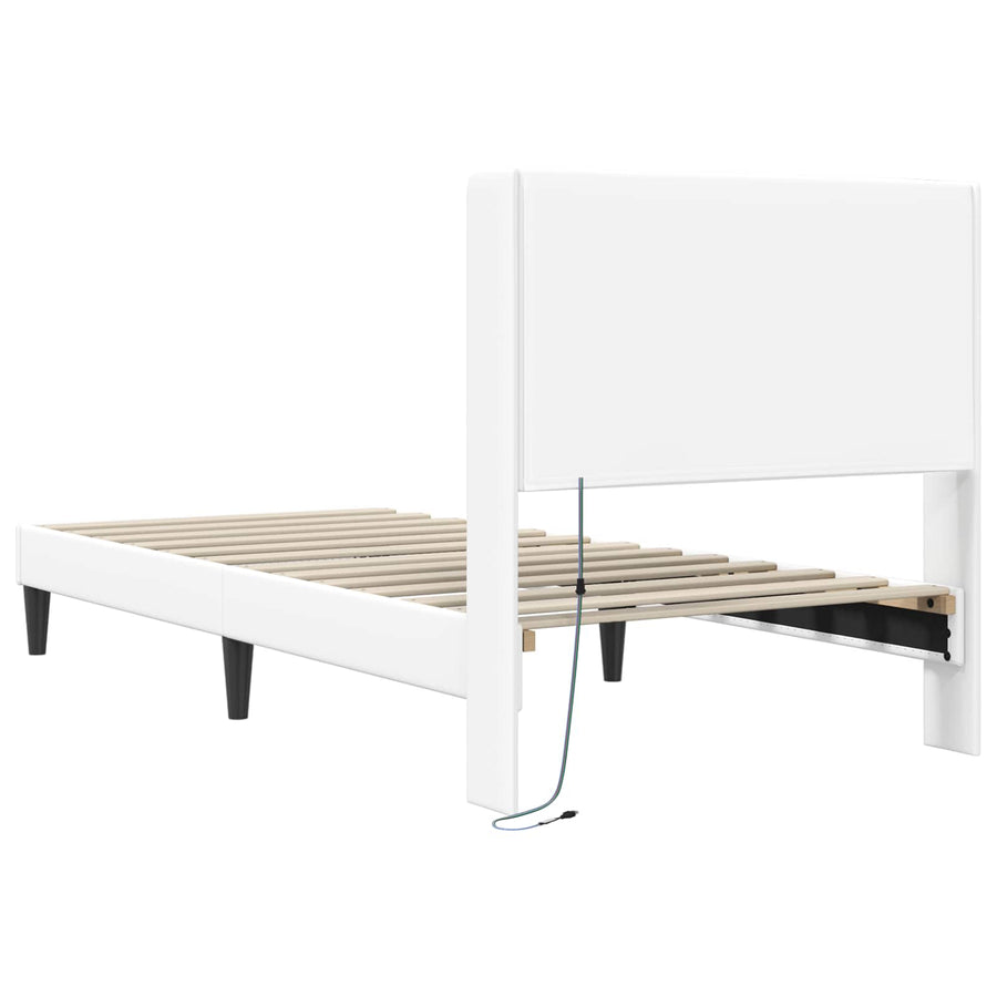 Bedframe met LED-stripverlichting Wit 100 x 200 cm Kunstleer