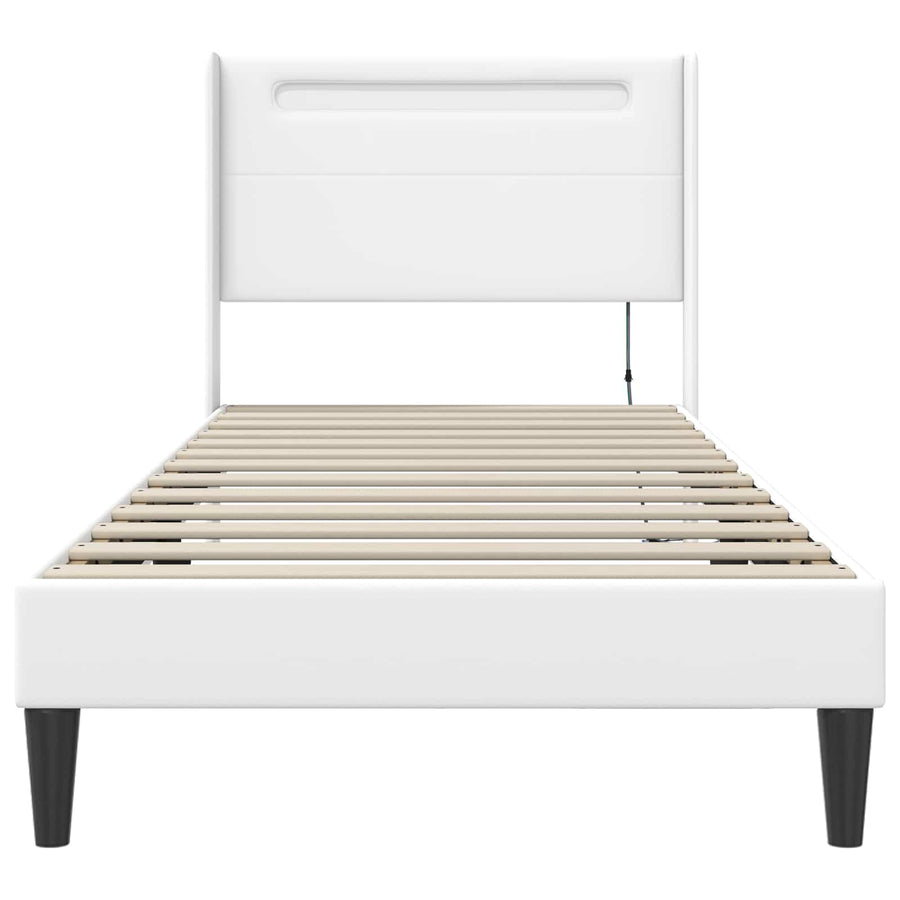 Bedframe met LED-stripverlichting Wit 100 x 200 cm Kunstleer