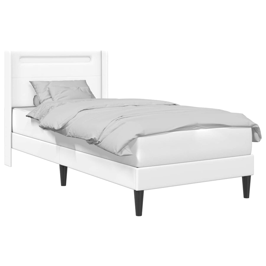 Bedframe met LED-stripverlichting Wit 100 x 200 cm Kunstleer