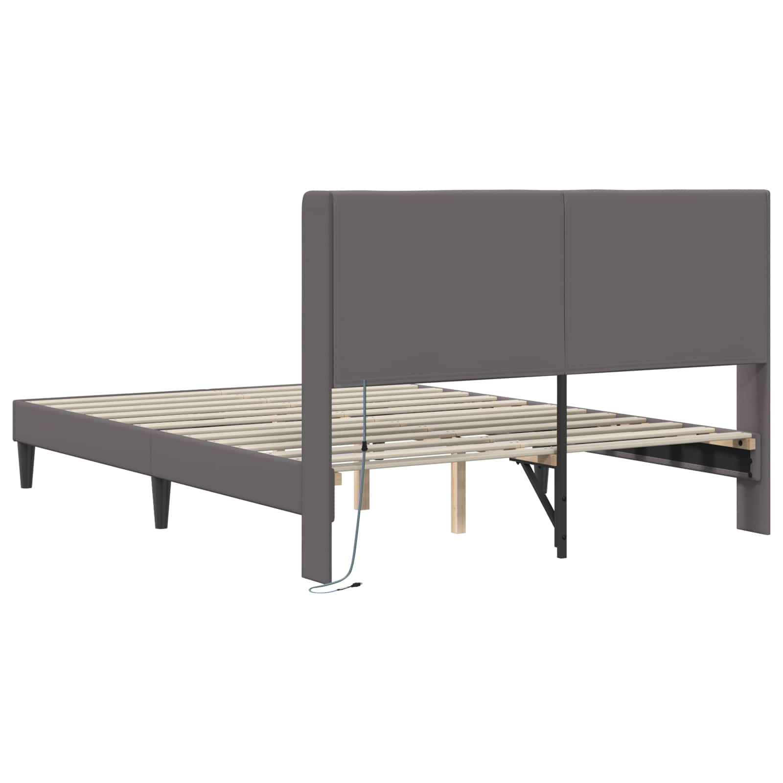 Bedframe met LED-stripverlichting Grijs 120 x 190 cm Kunstleer
