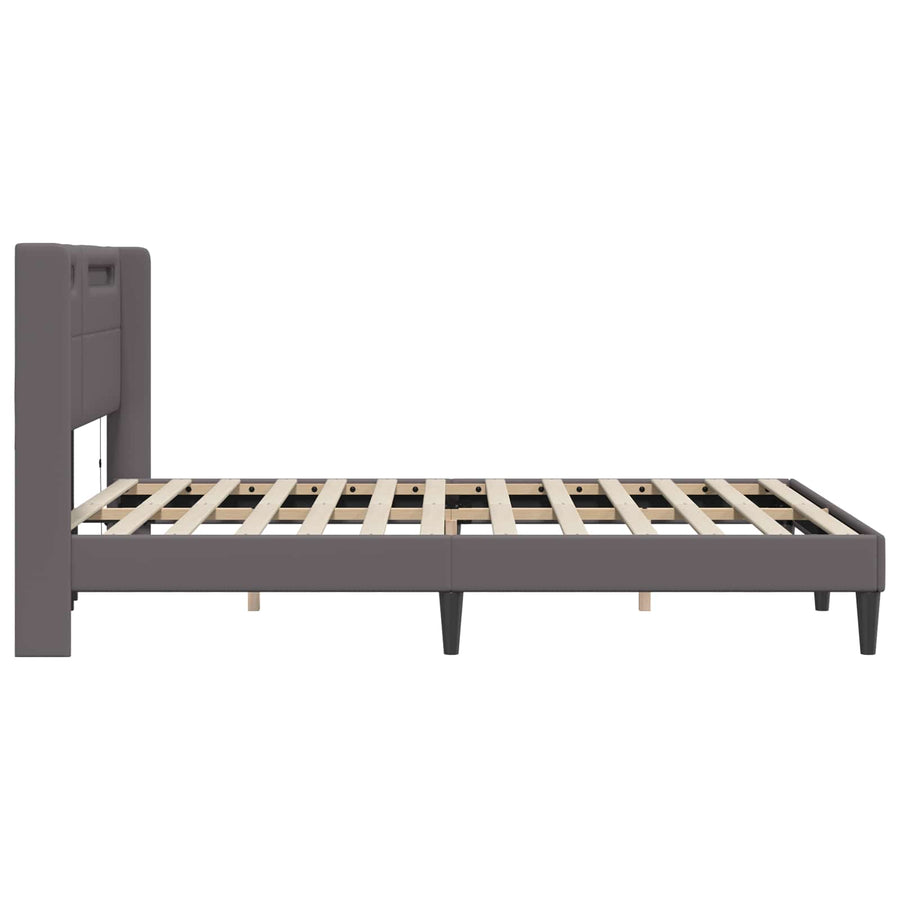 Bedframe met LED-stripverlichting Grijs 120 x 190 cm Kunstleer