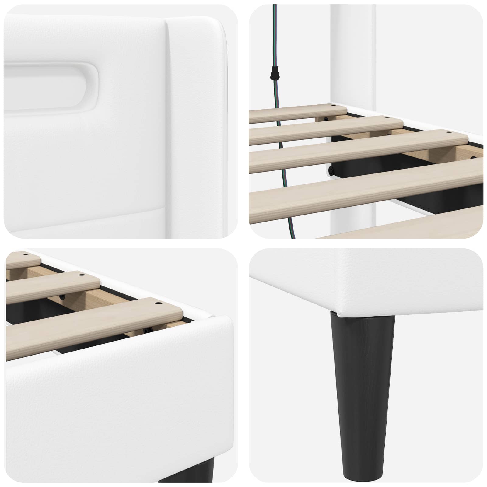 Bedframe met LED-stripverlichting Wit 120 x 190 cm Kunstleer