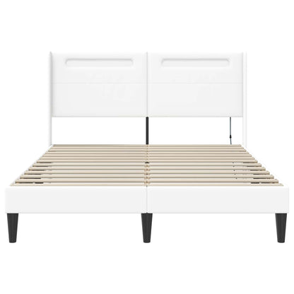 Bedframe met LED-stripverlichting Wit 120 x 190 cm Kunstleer