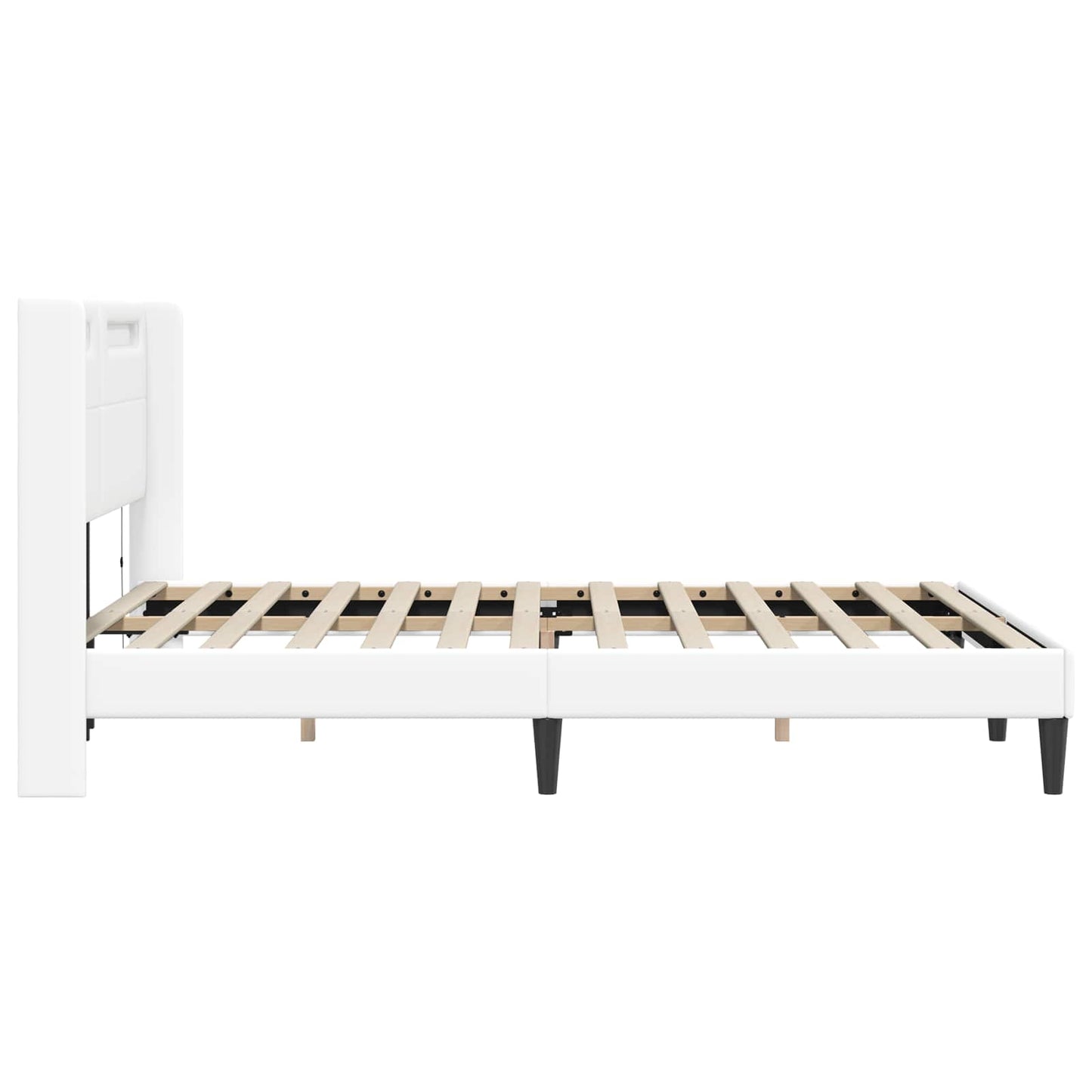 Bedframe met LED-stripverlichting Wit 120 x 190 cm Kunstleer