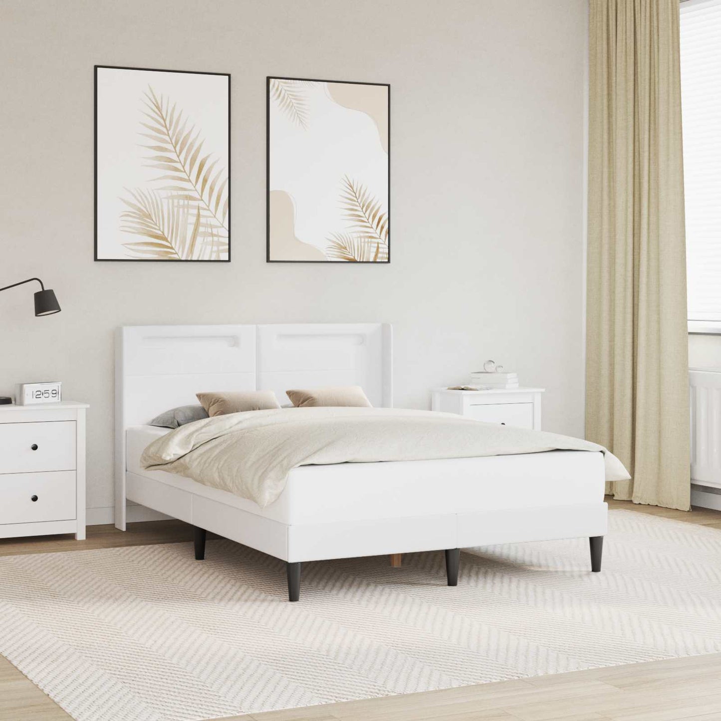 Bedframe met LED-stripverlichting Wit 120 x 200 cm Kunstleer
