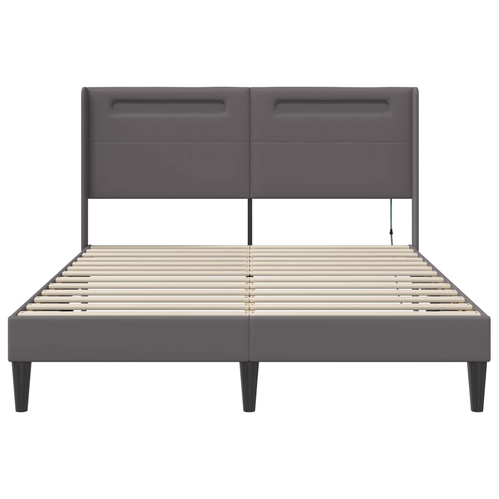 Bedframe met LED-stripverlichting Grijs 140 x 190 cm Kunstleer