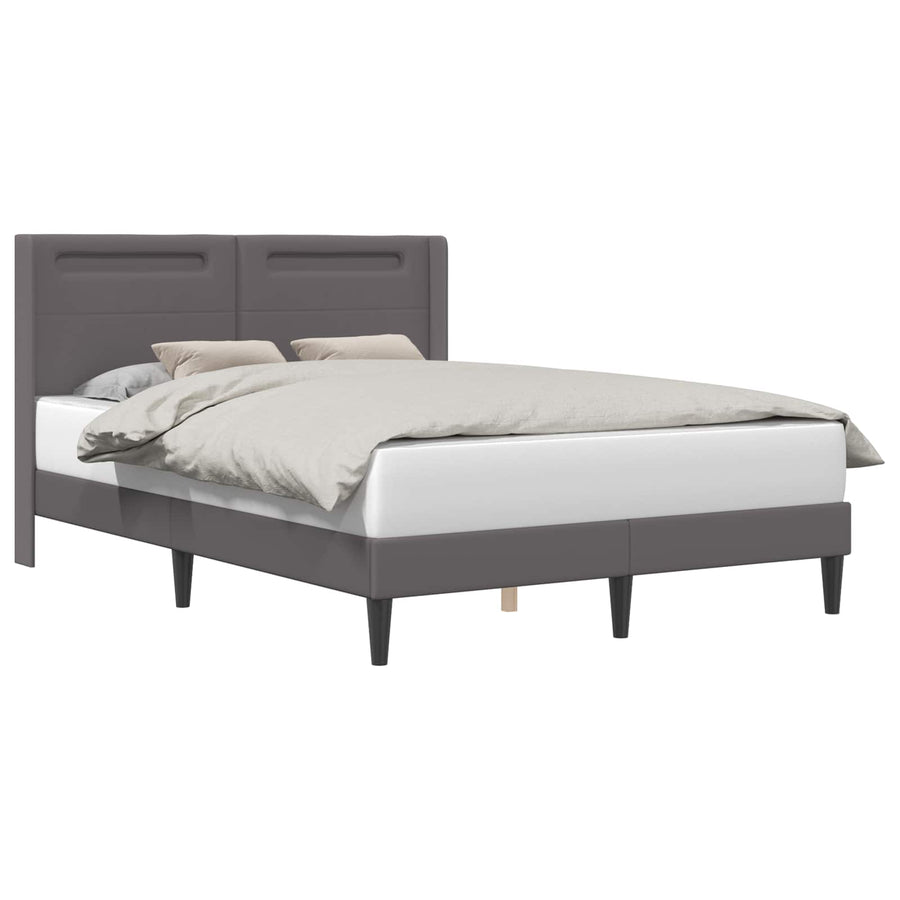 Bedframe met LED-stripverlichting Grijs 140 x 190 cm Kunstleer