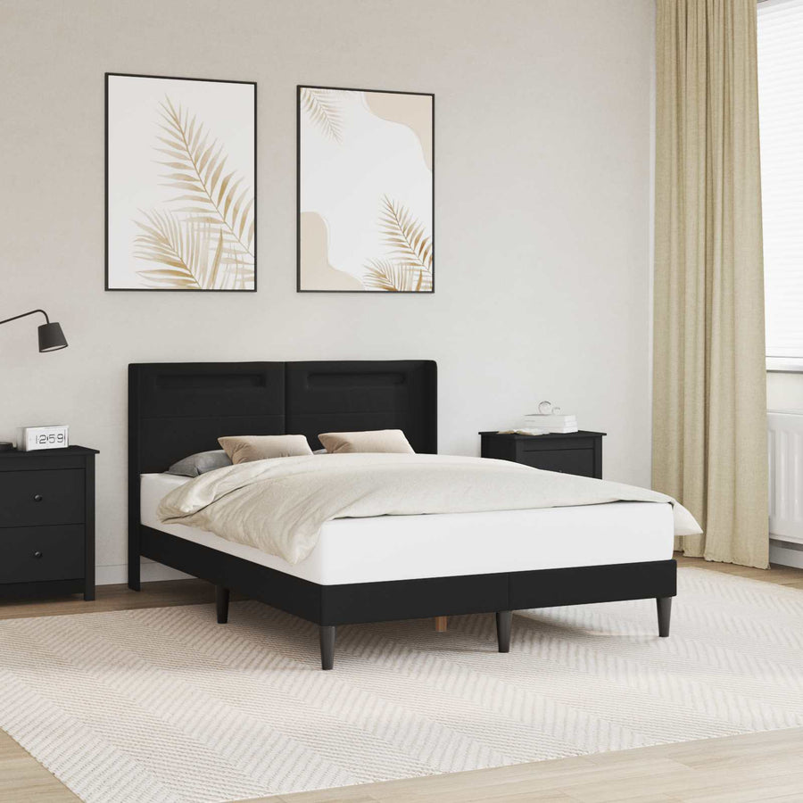 Bedframe met LED-stripverlichting Zwart 140 x 190 cm Kunstleer