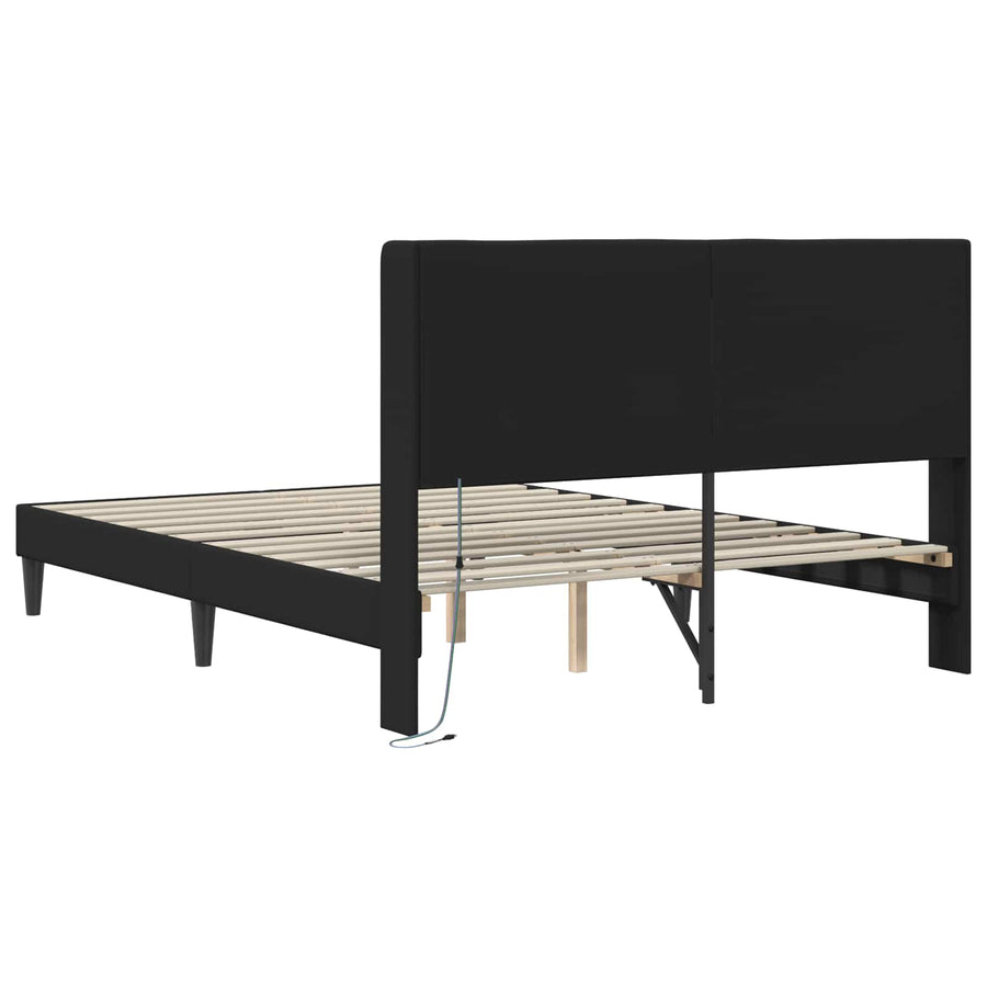Bedframe met LED-stripverlichting Zwart 140 x 190 cm Kunstleer